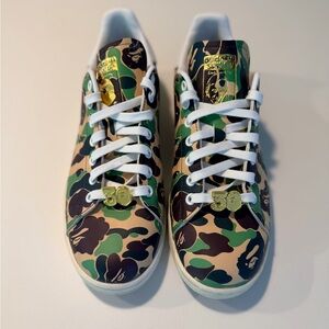 Adidas BAPE Camouflage Stan Smith Sneakers with box, mesh drawstring bag